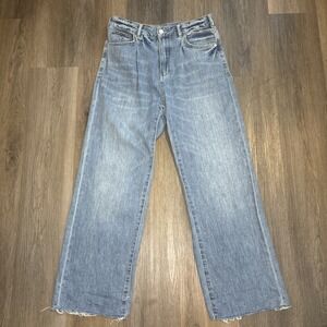 Anthropologie Pilcro Jeans Women Size 28 (31x29) Straight Leg Raw Hem Pleated